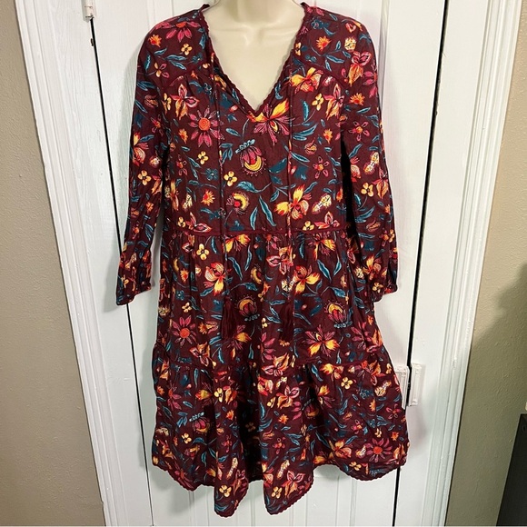 Sundance Eternal Summer Dress Raisin Floral Print Burgundy Purple XS X2 - Picture 2 of 8